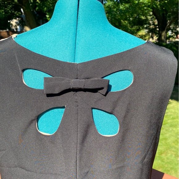 Oleg Cassini SALMON/BLACK COLORBLOCK DRESS SZ 14 - Picture 5 of 5